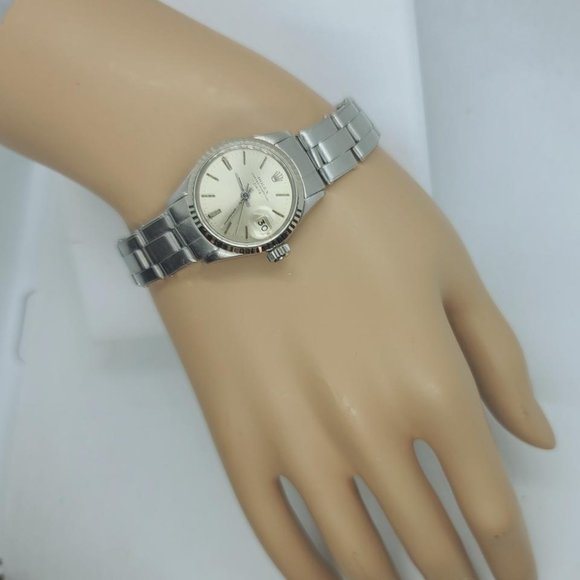 ROLEX Oyster Perpetual Date 24mm Women's Watch Stainless Steel Silve - Picture 6 of 15